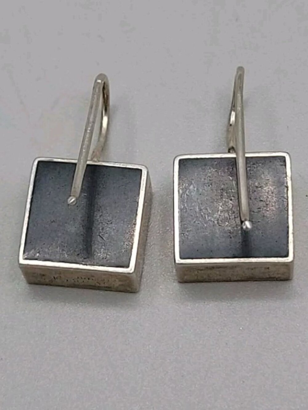 Vintage Victoria Varga Modernist 925 Sterling Silver Drop Earrings Enamel Blocks - Picture 8 of 13